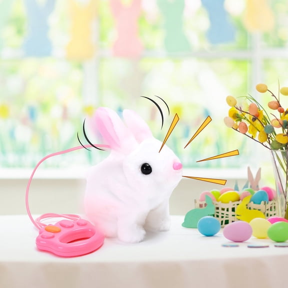 YMARPT Realistic Bunny Toy, Bunny Toys Educational Interactive Toys, Easter Plush Stuffed Bunny Toy, Jumping and Shaking Ears, Walking Rabbit Educational Toys for Kids