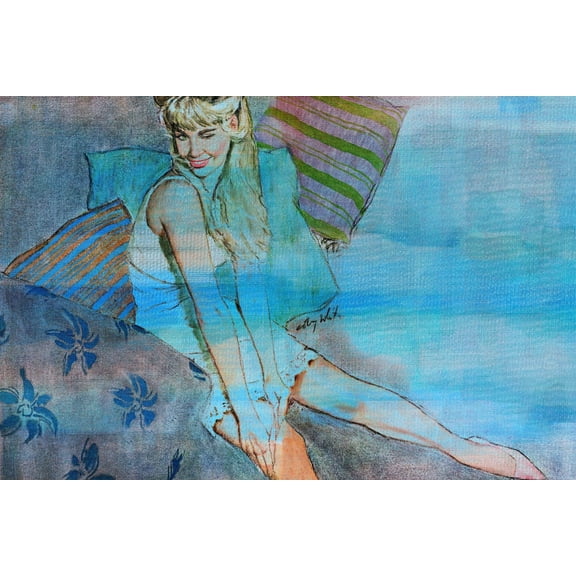 Parvez Taj Pt-Sepfash-59-C-30 20" X 30" "Flirty Wink" Art Print On Stretched Canvas