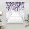 thumbnail image 2 of Swag Valance Curtains for Windows, Purple Light Filtering Kitchen Curtains with Rod Pocket, Eucalyptus Leaves Decorative Window Treatment Valances for Living Room, 28x36 - 2 PCS, 2 of 9