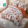 thumbnail image 4 of Regency Heights Twin/Twin-XL Comforter Sets, 2 Pieces Reversible Floral Bedding Sets, Cozy Botanical Flowers Seersucker Comforter Bed Set with Pillow Sham, Brown/Aqua, 4 of 7