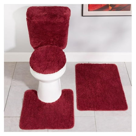 Stoneberry Home Plush 5-Piece Bath Rug Set, Burgundy