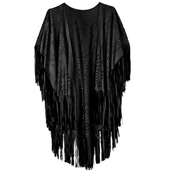Yokua Women's Tassels Sleeveless Vest 70s Hippie Faux Suede Fringe Jackets Cardigan