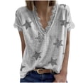 thumbnail image 1 of Samickarr Plus Size Summer Tops For Women Tops Dressy Casual Tunic Tops To Wear With Leggings Women's Summer V-neck Casual Comfortable Star Print Sexy Lace Atmosphere Feeling Lace T-shirt, 1 of 5