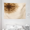 thumbnail image 1 of Henna Tapestry, Vintage Hand Drawn Style Mandala Artwork Corner Ornament Ottoman Culture Art Elements, Wall Hanging for Bedroom Living Room Dorm Decor, 80W X 60L Inches, Tan Brown, by Ambesonne, 1 of 2