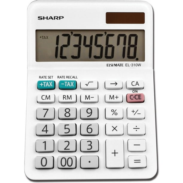 Minicalculadora de escritorio Sharp EL310WB con pantalla LCD de 8 dígitos, color blanco