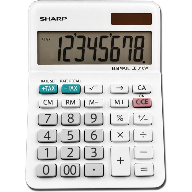 Minicalculadora de escritorio Sharp EL310WB con pantalla LCD de 8 dígitos, color blanco
