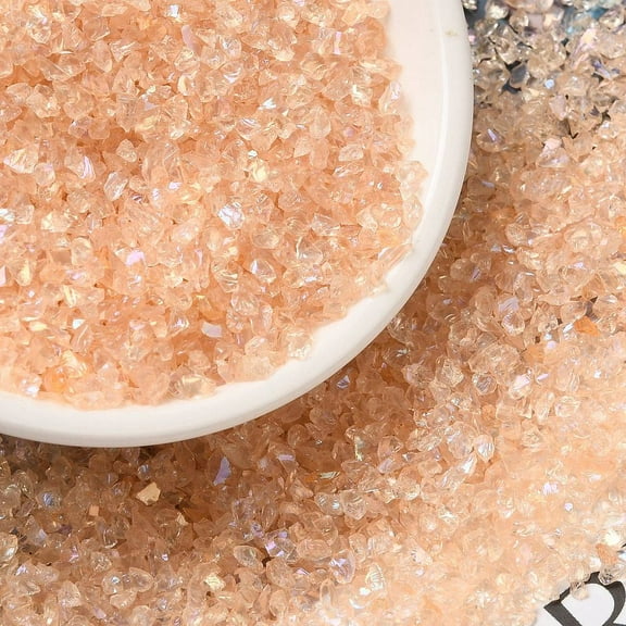 Transparent Electroplate Crushed Glass Craft AB color Plated Irregular Glass Chips for Nail Arts DIY Vase Filler Sandy Brown 1.5~2x1.5~2mm