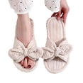 thumbnail image 4 of qILAKOG Womens Fuzzy Slippers Memory Foam Slippers Cozy Plush Home Slippers Open Toe House Shoes Indoor Outdoor Slide Slipper Home Shoes Indoor Slippers Beige 5.5-6, 4 of 7