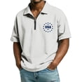 thumbnail image 3 of Kixjoy 250 Anniversary Usa Men's Shirt Quarter Zip Collared Short Sleeve Polo Shirts American Flag Print Lightweight Tshirt Cozy Lounge Patriotic Shirts, White 2XL, 3 of 4