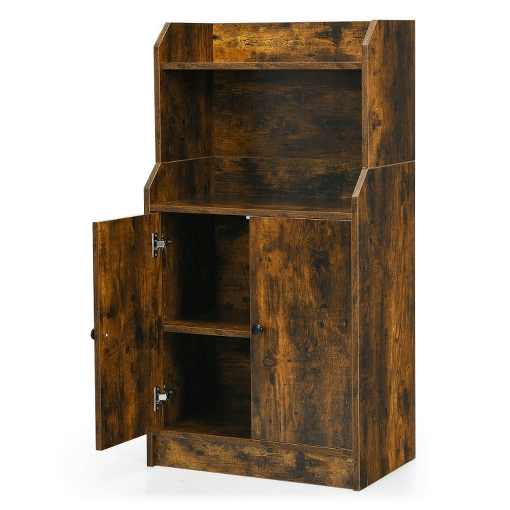 Demi Bonn Storage Cabinet Bookcase with Doors and Display Shelf, Brown