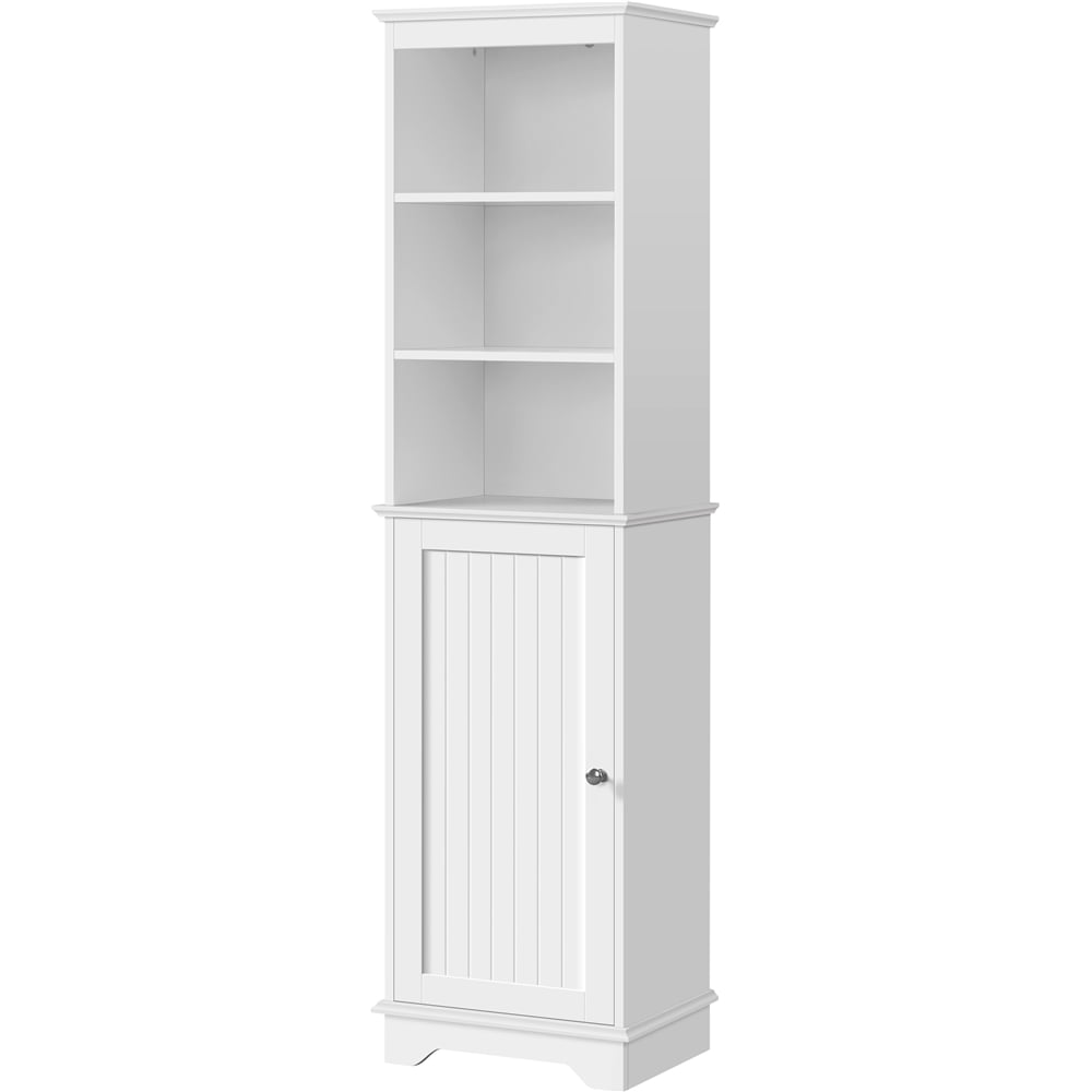 Yaheetech Tall Bathroom Floor Cabinet with Single Door and Shelves, White