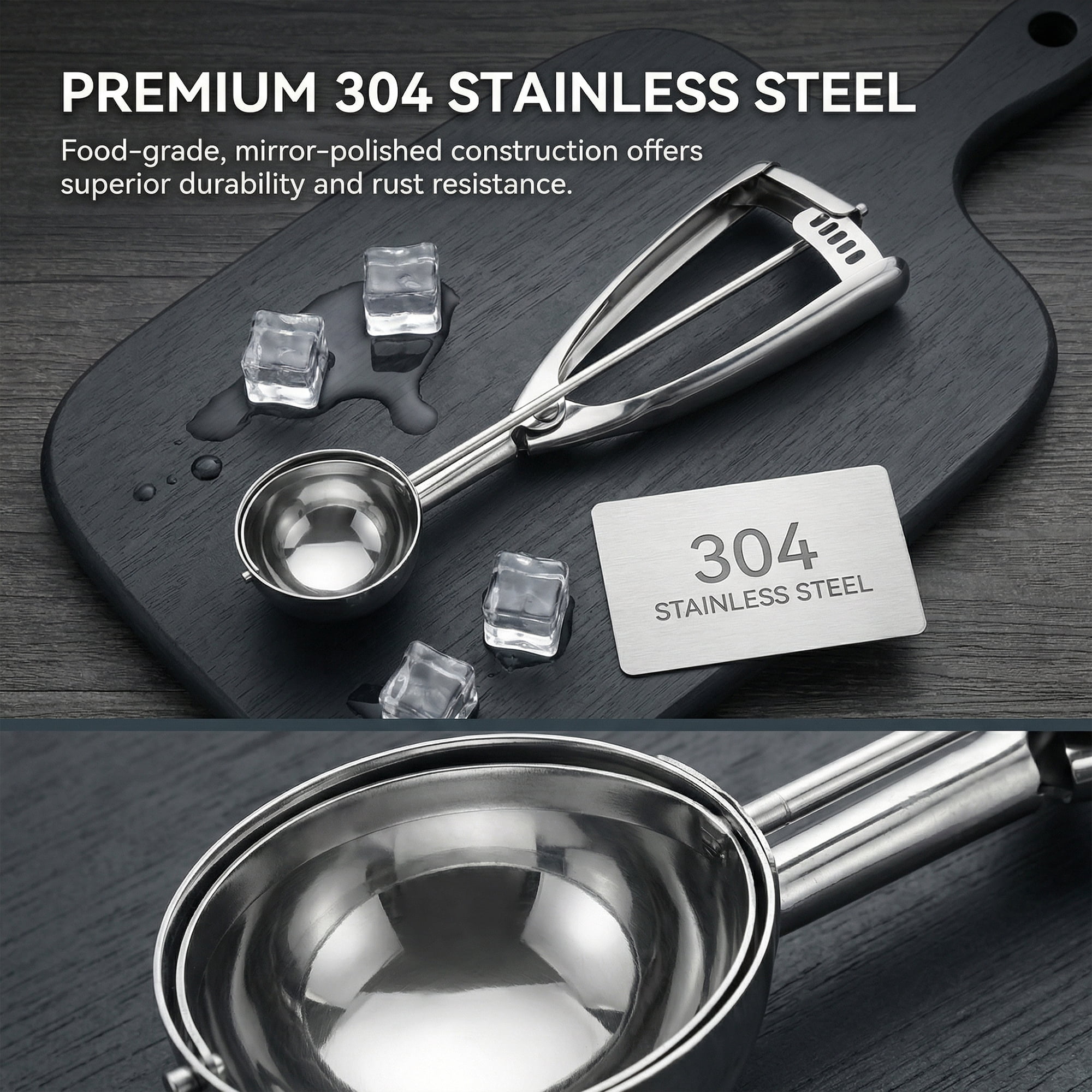 Unique Bargains Easy Clean Tool Stainless Steel Ice Cream Scoop Silver 8.1in