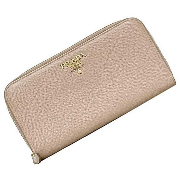 Pre-Owned Prada Round Long Wallet ec-23907 Beige 1ML506 Saffiano Leather 12S PRADA... (Good)