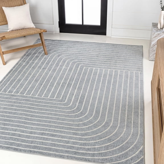 JONATHAN Y SCANDINAVIAN 4 x 6 Area Rug, Odense Minimalist Angle Geometric - Light Blue/Cream, SCN101F-4