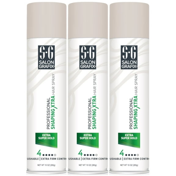 3 Pack Salon Grafix Professional Shaping Hair Spray Extra Super Hold 10 Oz Each