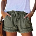 thumbnail image 1 of EYIIYE Women Washed Denim Shorts Casual Drawstring Elastic Waist Loose Shorts, 1 of 5