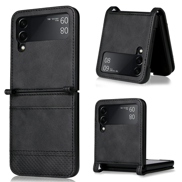 Allytech Galaxy Z Flip 4 Case, Samsung Z Flip 4 Case, Premium PU Leather Shockproof Anti-Scratch Cards Holder Wallet Case Cover for Samsung Galaxy Z