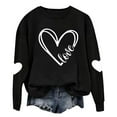 thumbnail image 5 of WHLBF Blouse for Women Long Sleeved Round Neck Hearted Printed Sweatshirts Black XL, 5 of 9