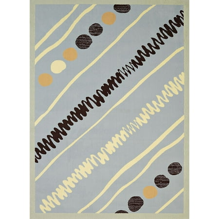 - United Weavers Cafe Area Rugs - 950-10960 Contemporary Blue Geometric Dots Squiggles Stripe Rug