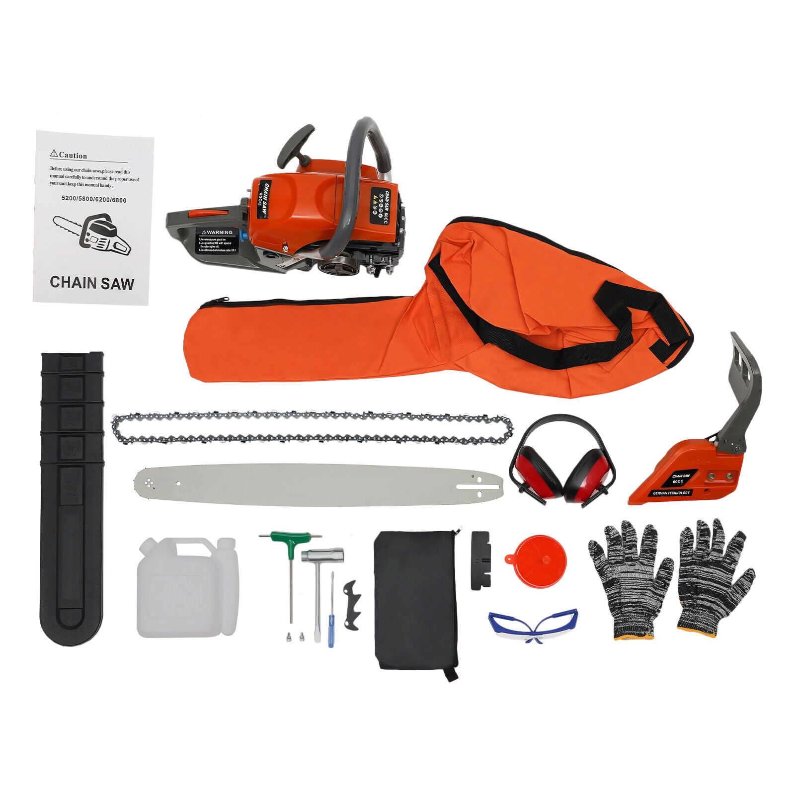 Gas Chain Saw Gas Power Handheld Chainsaw 60CC 22" for Wood Trees Cutting Trimming