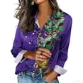 thumbnail image 2 of Blouses à Manches Longues pour Femmes Cardigan Décontracté Imprimé Blouse Veste en Denim Polyester Manches Longues, 2 of 6