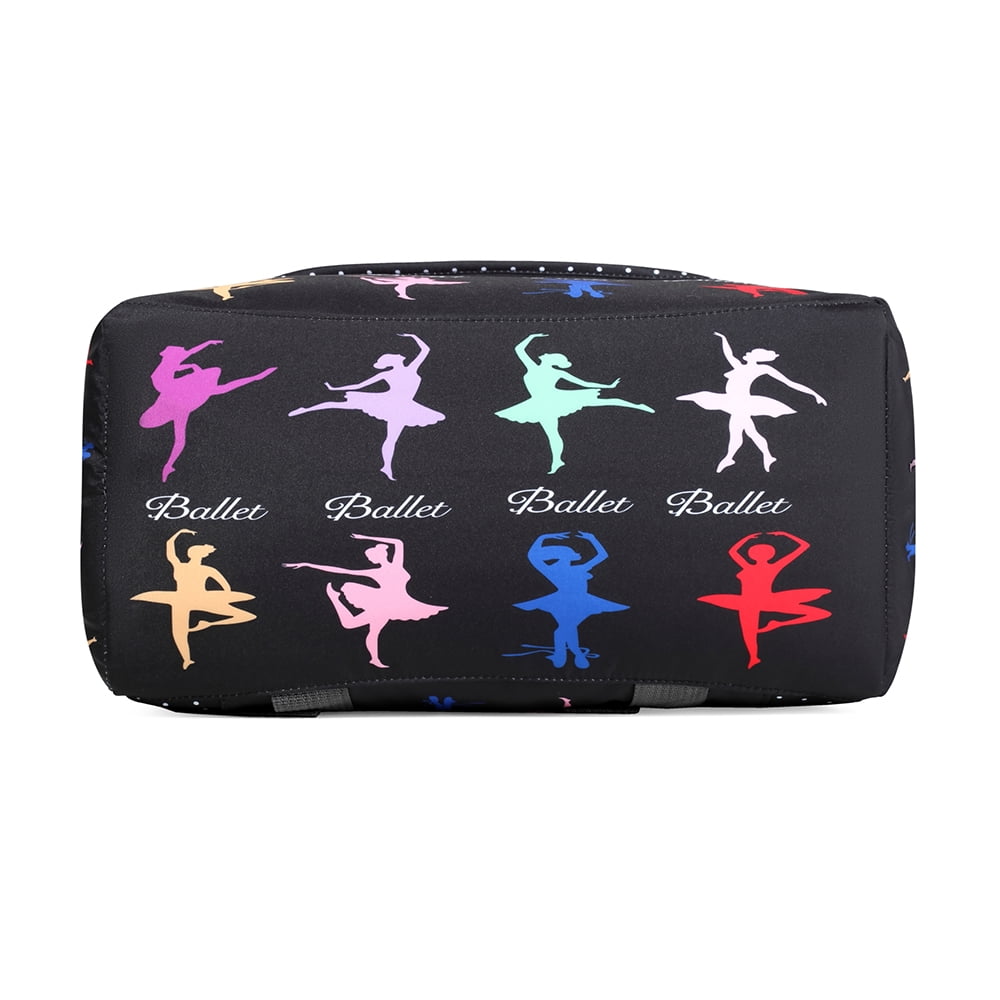 Ballet Sports Duffel Bag with Wet Pocket,Black Gym Bag for Women,Girls,Teens  17x9X9.8in