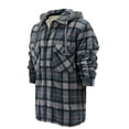 thumbnail image 2 of Men's Heavyweight Flannel Zip Up Fleece Lined Plaid Sherpa Hoodie Jacket (#906 D.Grey/Blue, 3XL), 2 of 5