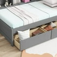 thumbnail image 4 of New Twin Size L-shaped Bookcases Bed with Power Outlets, USB Charging Ports,Two Drawers,Grey, 4 of 11