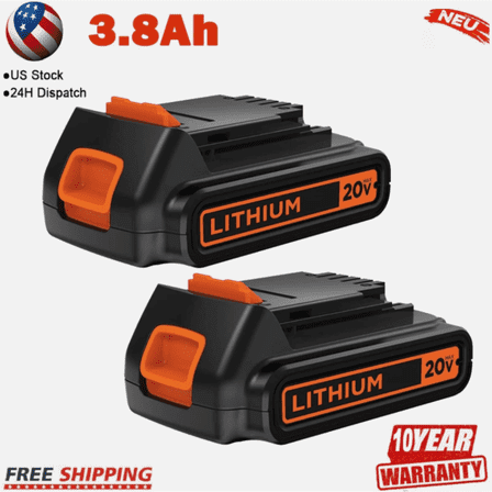 2PACK 20V 3.8AH Replacement for Black and Decker 20V Lithium LBXR20 LBXR2020-OPE LB20 LBX20 LBX4020 LB2X4020 LBXR2520