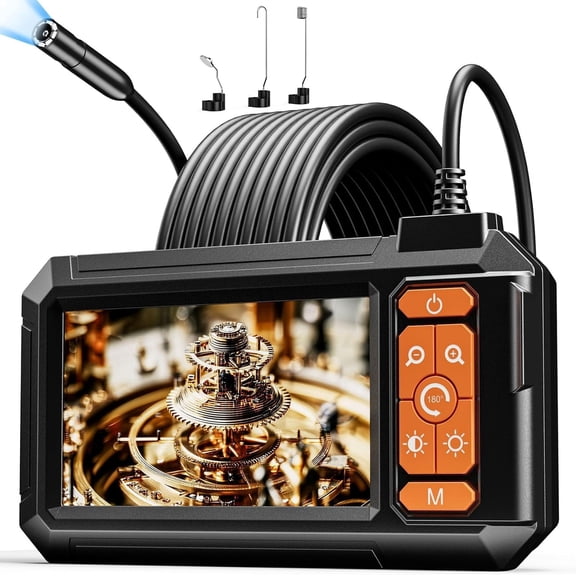 Endoscope Camera with 8 LED Lights, 4.3" IPS Screen 1080P HD Borescope, 10M Semi-Rigid Cable Bore Scope - Gadgets & Tools for Men