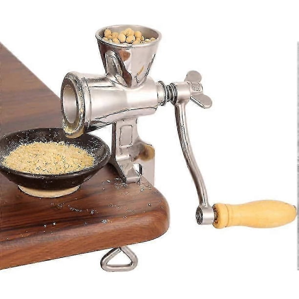 Manual Grain Grinder, Table Clamp Design Cereal Corn Mill Powder Machine With Wooden Handle, Home Kitchen Tool Stainless Steel Coffee Grinders For Soy