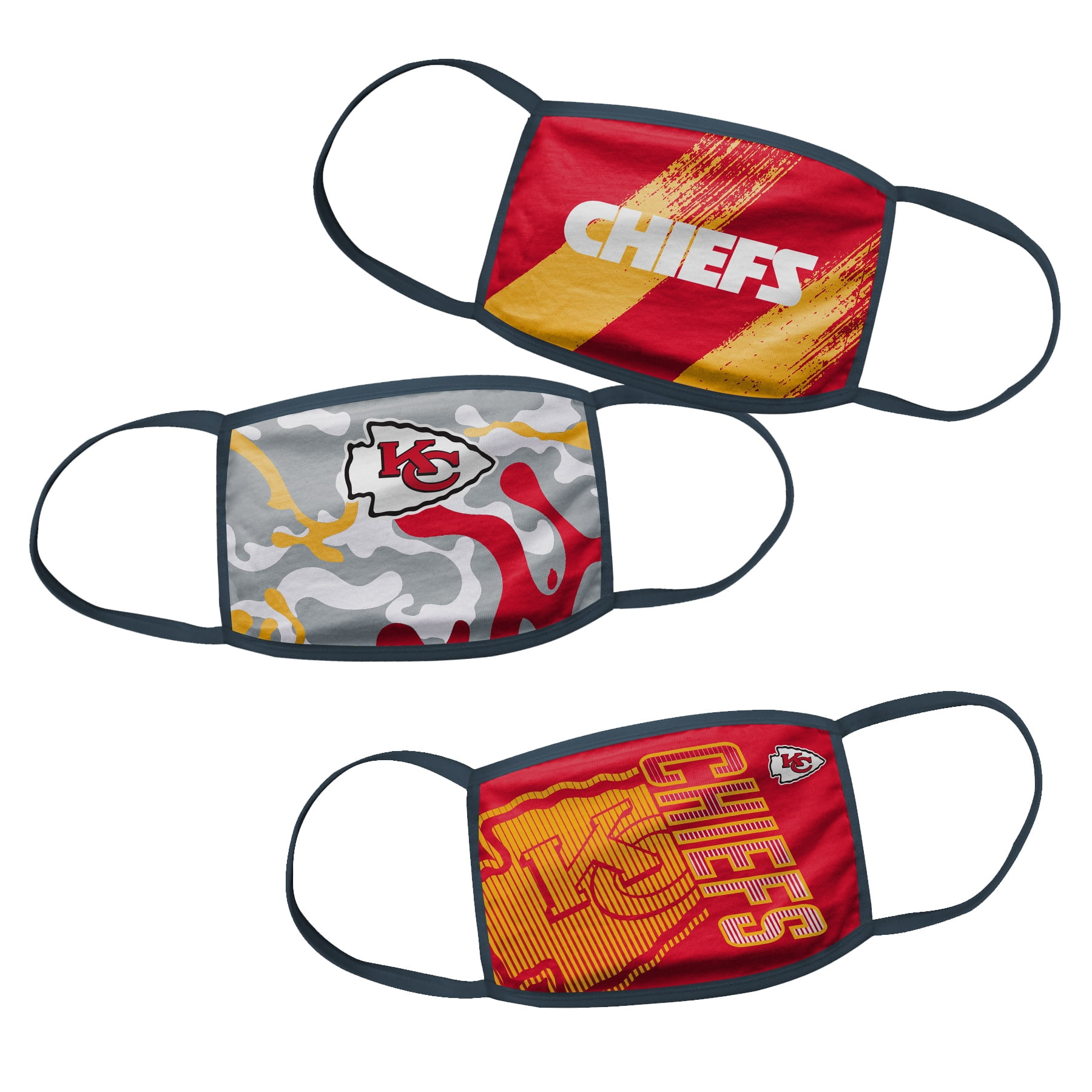 Kansas City Chiefs Youth Face Covering 3 Pack Walmart Com Walmart Com