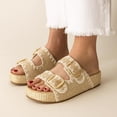 thumbnail image 2 of Cushionaire Panama Women's Raffia Platform Sandals | Casual Slip-On Lightweight Summer Slide Sandals for Women with Natural Raffia Detailing | Beach Essential Footwear, 2 of 20
