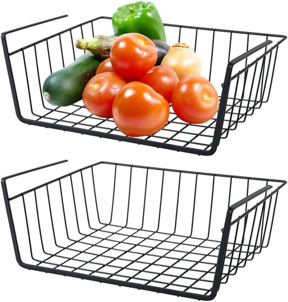 2 Pack Under Shelf Wire Basket, Hanging Storage Baskets Under Storage Racks for