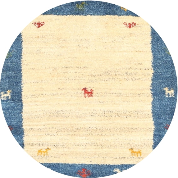 Ahgly Company Machine Washable Indoor Round Contemporary Cadet Blue Green Area Rugs, 4' Round