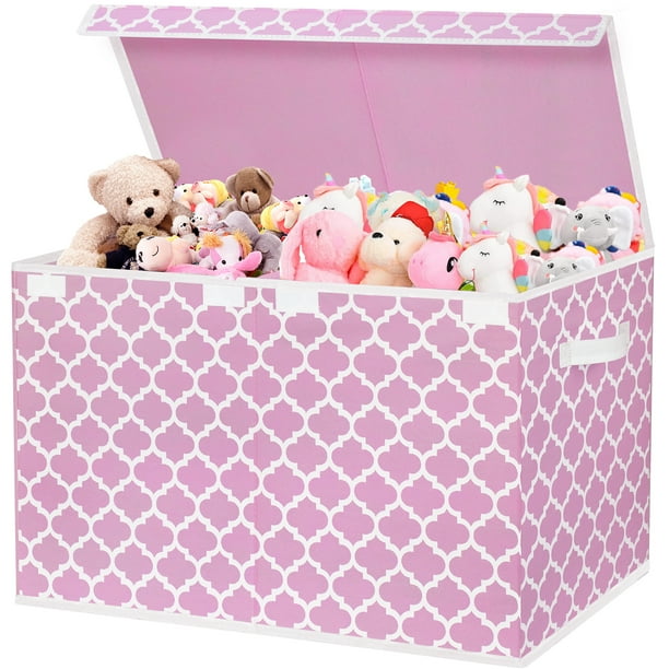 Homyfort Large Toy Box for Girls,Toy Chest for Kids Collapsible Toy