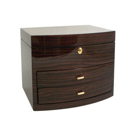 Ebony Zebra Wood Multi-level Jewelry Box - 11.75W x 7H in.