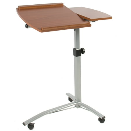 - Best Choice Products Angle and Height Adjustable Mobile Laptop Desk Rolling Cart Stand w/ Locking Swivel Casters, 2 Shelves, Slide Stoppers - Brown