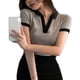 thumbnail image 3 of Camisa de manga corta para mujer,Camisa de manga corta para mujer Camisa de manga corta con cuello vuelto para mujer Camisa de manga corta Top Estética elegante, 3 of 13