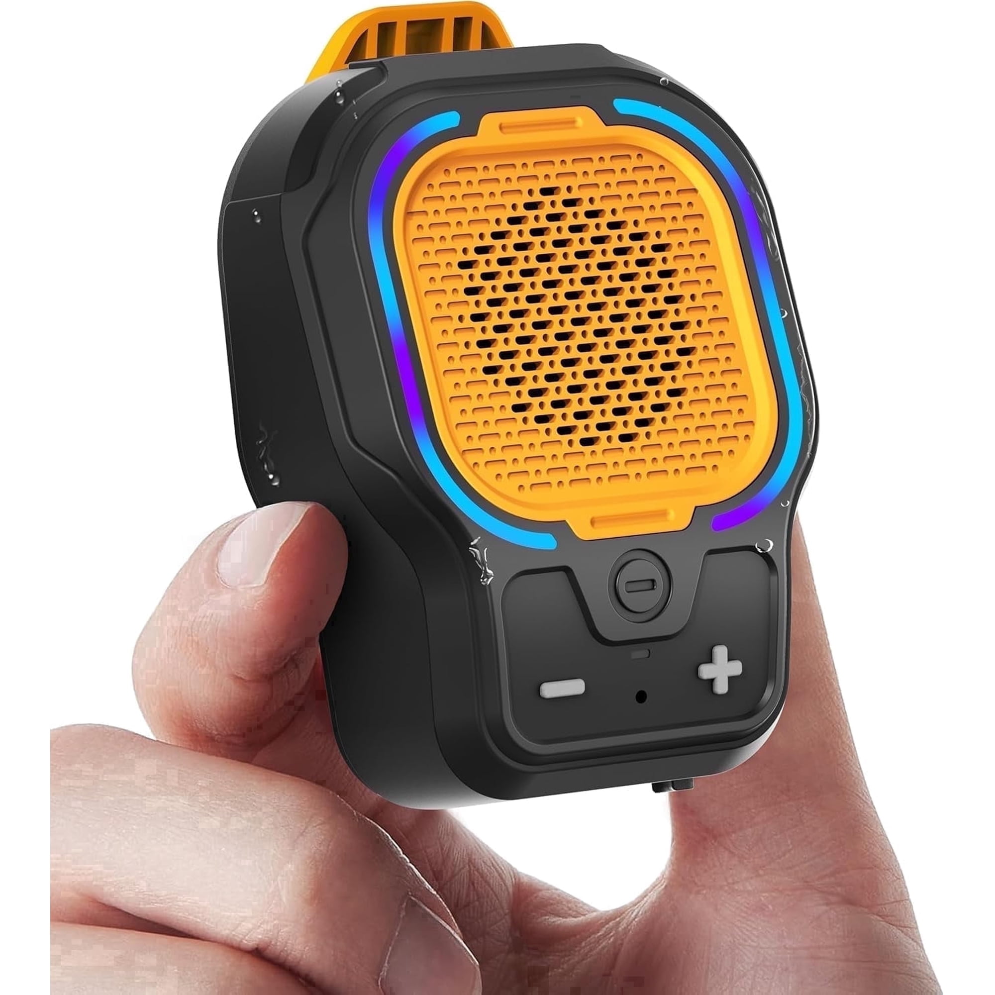 Wearable Bluetooth Speaker, Small Clip-on Wireless Portable Speaker, 10H Battery, IPX6 Waterproof Mini Speaker, 3 Light Modes with Mic, for Hands-Free Music Call Outdoor Work, Gift for Dad