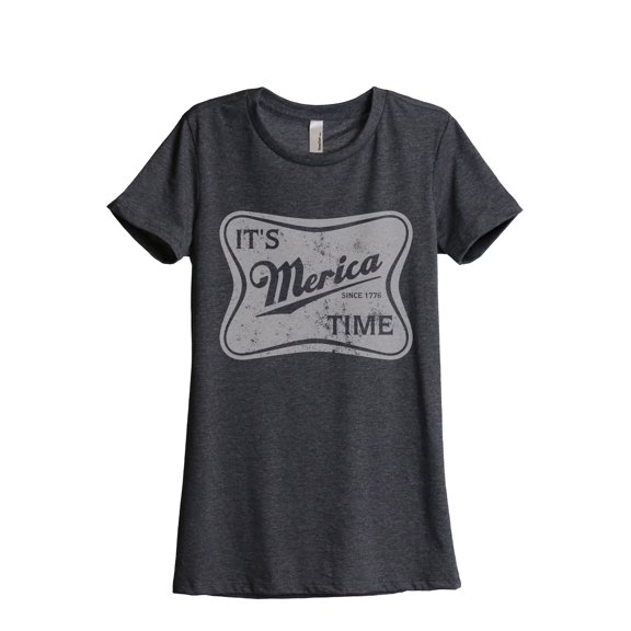 It's Merica Time Women's Fashion Relaxed T-Shirt Tee Charcoal Grey Large