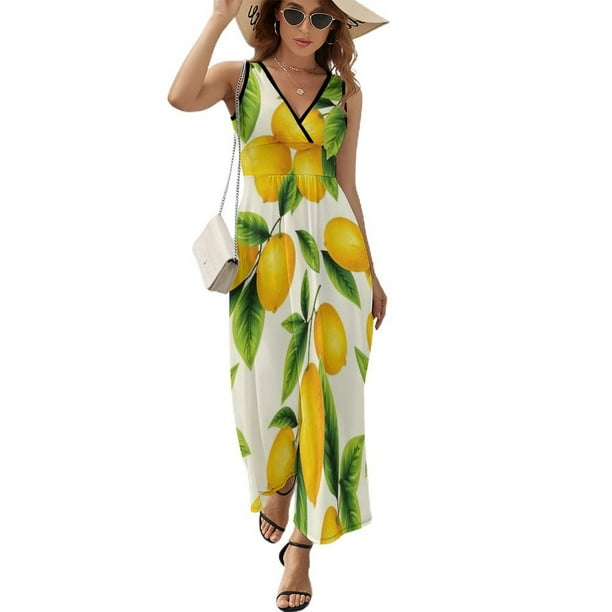 Delicious Lemon Vestido Sin Mangas Vestidos Para Mujer, Vestido Suelto De Verano 2025