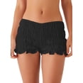 thumbnail image 2 of Nituyy Womens Low Rise Shorts Solid Color/Plaid Tiered Smocked Casual Summer Short Pants, 2 of 9