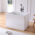 thumbnail image 3 of MEDUNJESS 35" Freestanding Soaking Acrylic Bathtub, Rectangular-Shape Soaking Hot Tub with Built-in Seat and Drain, White, 3 of 6