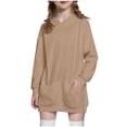 thumbnail image 2 of Bigetiay Girls Long Sleeve Hoodie Dress with Pockets Casual Solid Pullover for Older Kids, Size 13-14 Years, 2 of 8