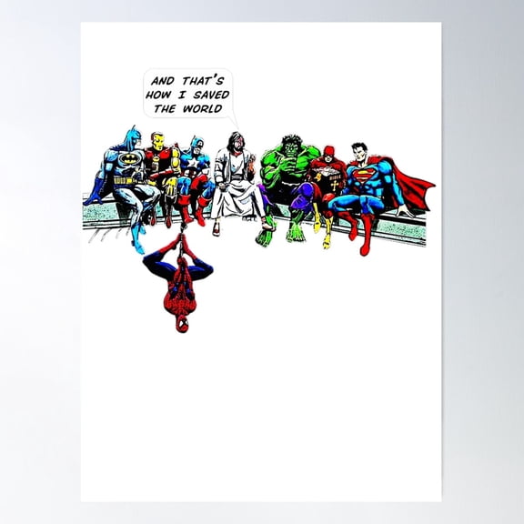 And That'S How I Saved The World Jesus Superheros Christian Poster Wall Art, UNFRAMED PAPER POSTER