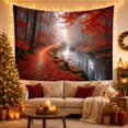 thumbnail image 3 of Misty Forest Path With Vibrant Autumn Leaves, Serene Cottagecore for Nature Lovers, Woodland Wall Art Decor, Halloween Gift, Tapestry Wall Hanging for Bedroom and Living Room, 3 of 7