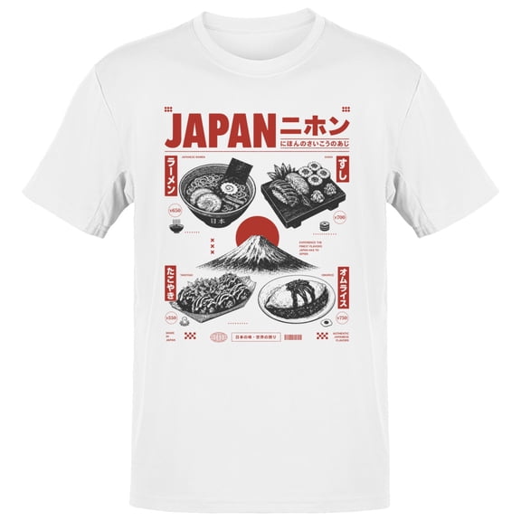Smartprints Japan Food Ramen Sushi Takoyaki Men's T-Shirt White, Cotton, S