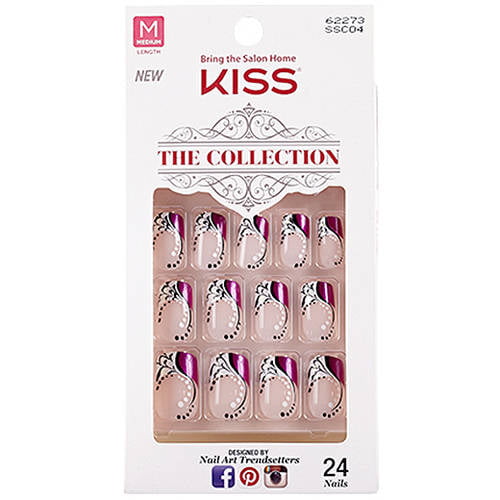 KISS The Collection Artificial Nail Kit, SSC04 Fascination, 24 Nails ...