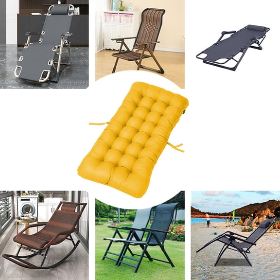Generic 13.7x27.5 Inch Thickened Lounge Chair Cushion for Indoor Outdoor Yellow